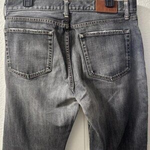 VTG Japanese Selvedge Jeans UNIQLO Worn Black Distressed Denim 34 x 27